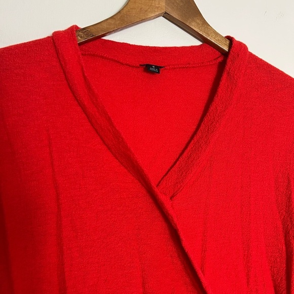 Womens J.Crew Red Faux Wrap Sweater Textured Knit Small Cotton Preppy Normcore - Picture 2 of 14